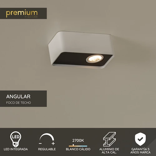 Lucide ANGULAR - Foco de techo - LED Regul. - 1x6W 2700K - Blanco | Premium - USP
